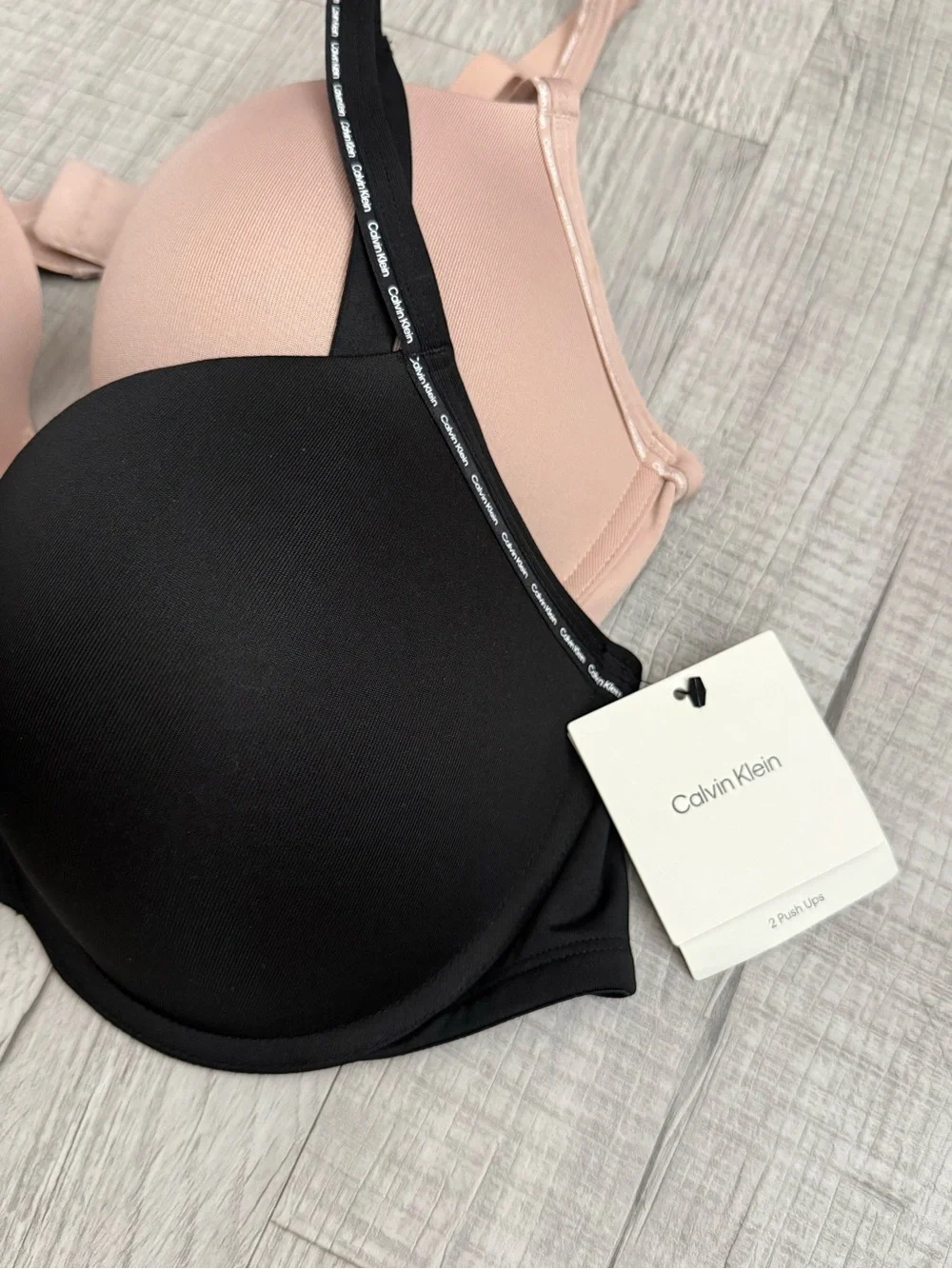Calvin Klein Two-Tone Smooth Push-Up Bra — Black & Blush